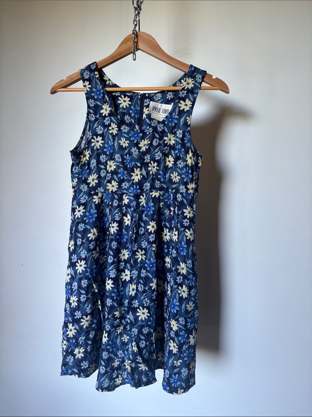 Vintage California Mini  Navy with Yellow Daisy’s Floral Sleeveless Dress
